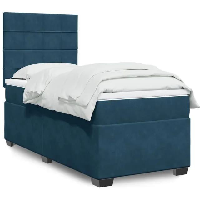 vidaXL Boxspring met matras fluweel blauw 90x200 cm