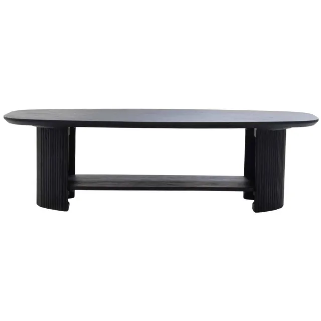 Giga Meubel Salontafel Lorna - Deens Ovaal Zwart Hout - 130x70x38cm
