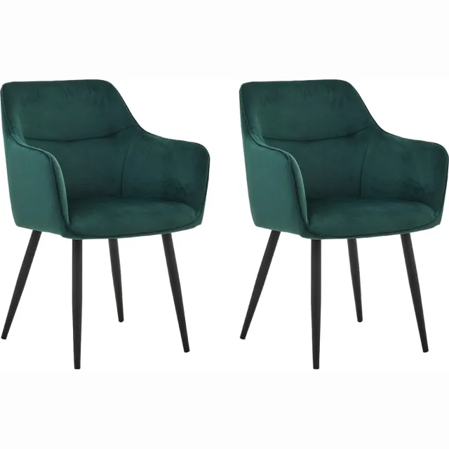 Colenis City Eetkamerstoel - Set Van 2 - Groen - Fluweel - Velvet - Industrieel - Stoel - Design - Armleuningen
