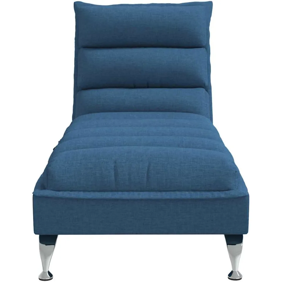 vidaXL Massage chaise longue met kussens stof blauw, foto 4