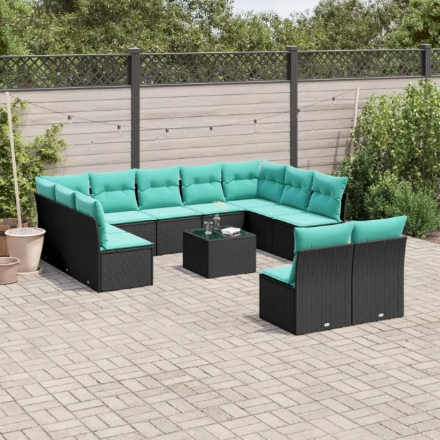 vidaXL 12-delige tuinbankset met kussens van zwart polyrotan, foto 2