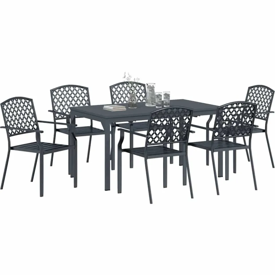 vidaXL Tuin eettafelset 7 st Antraciet Poedercoating staal Anthraciet