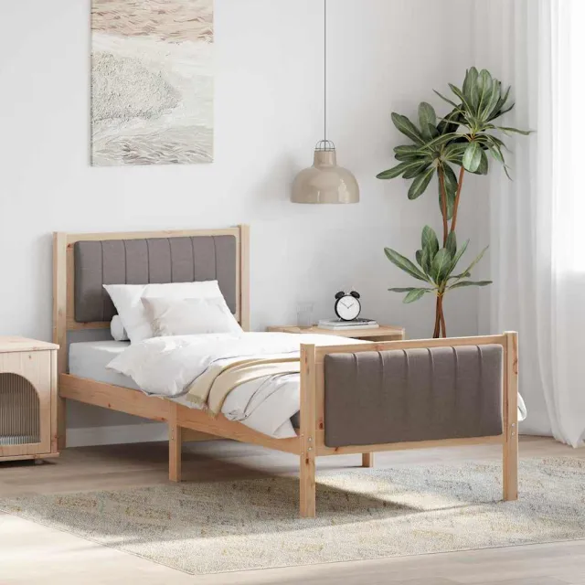 vidaXL Bedframe Bruin en taupe 80 x 200 cm Massief grenenhout