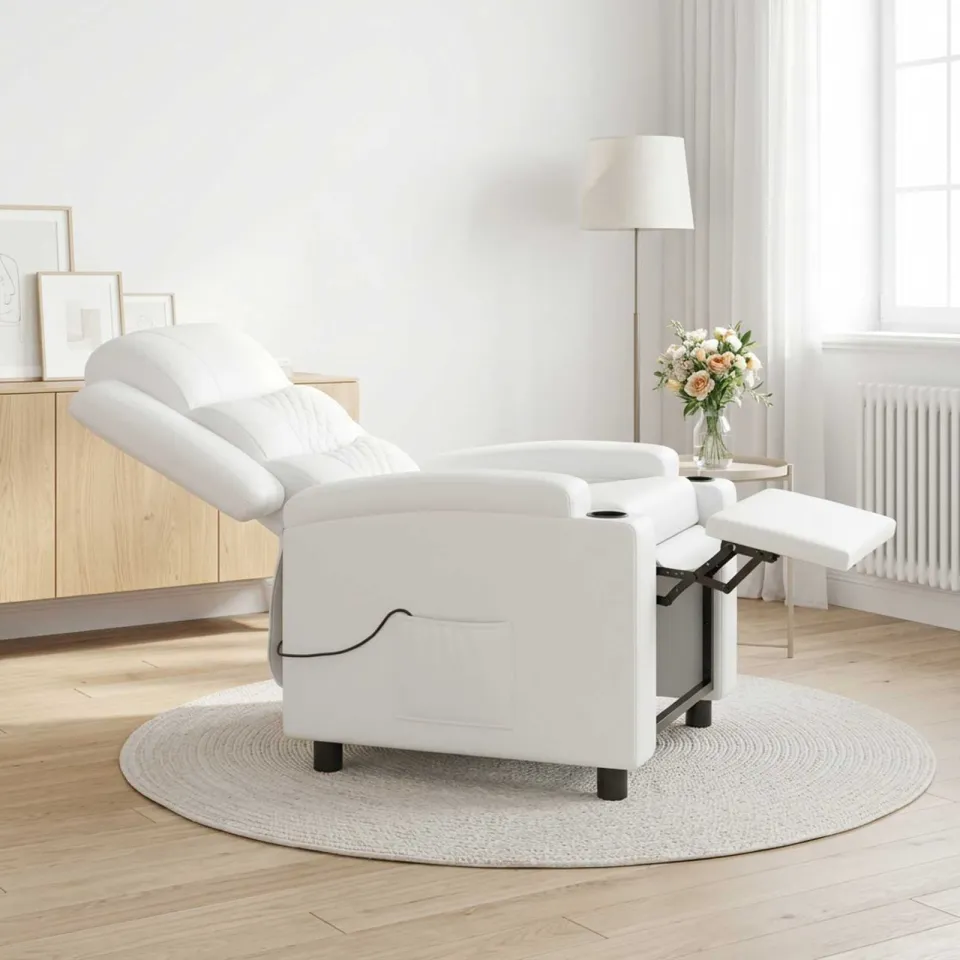 vidaXL Massage-relaxstoel Wit 75 x 93 x 98 cm Stof, foto 4