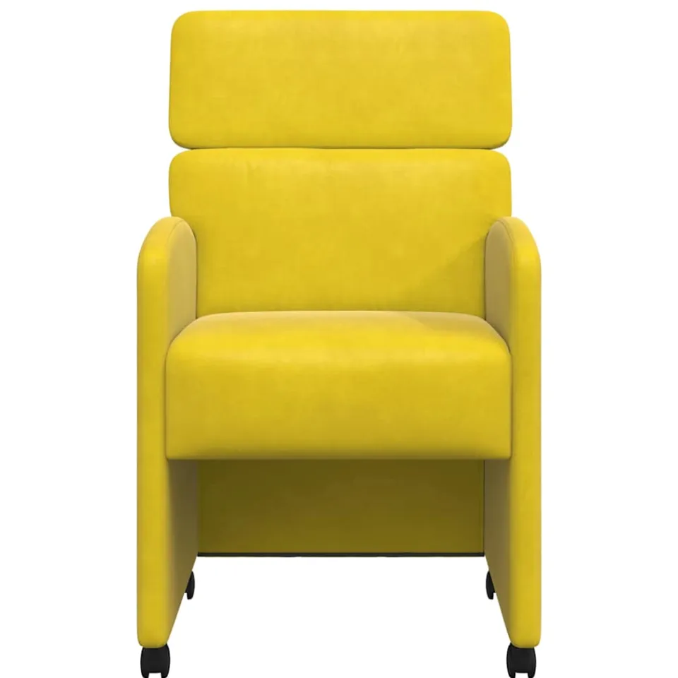 vidaXL Eetkamerstoelen met Wieltjes 2 st Fluweel Geel 58 x 65 x 98 cm, foto 4