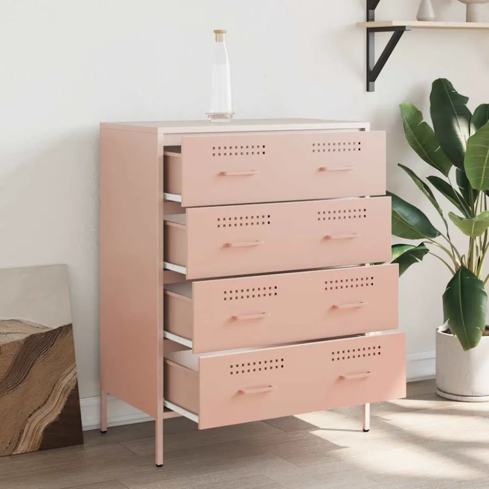 vidaXL Dressoir 68x39x89 cm staal roze, foto 3
