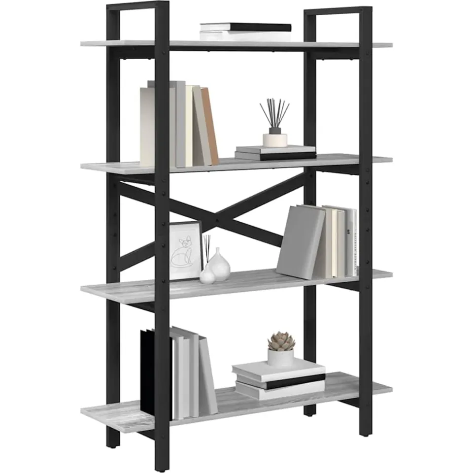 vidaXL Boekenkast Grijs Sonoma 100 x 33,5 x 140 cm Bewerkt hout
