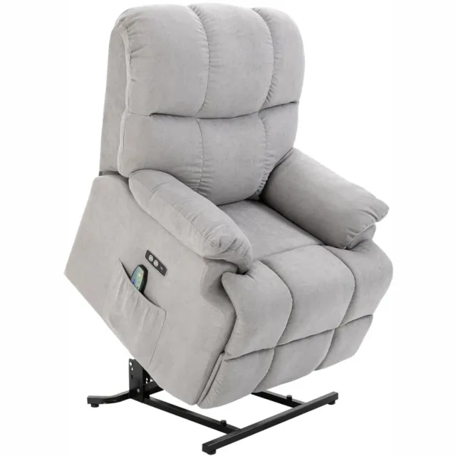 ZYLARO Elektrische Massagestoel - Massagefauteuil met Liftfunctie - Sta-opstoel - 8 Vibratiekoppen - Kantelbaar tot 160° - tot 150 kg - met Afstandsbediening - Relaxfauteuil - Relaxstoel - TV stoel -Grijs