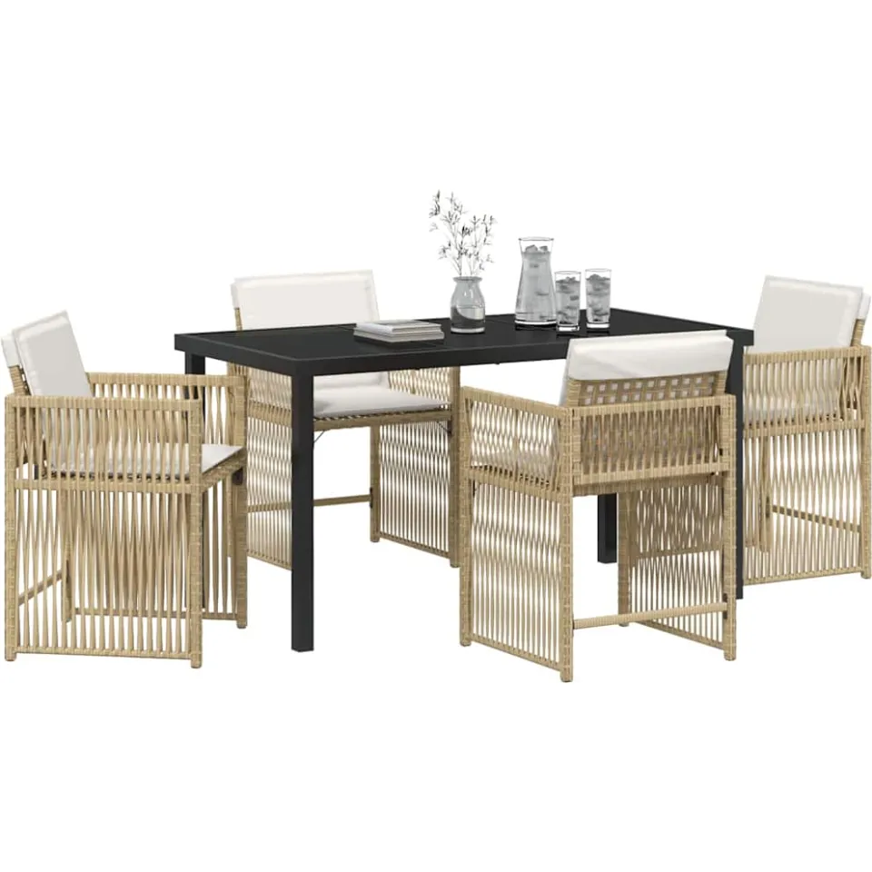 vidaXL Tuin eettafelset 5 st Beige poly rattan