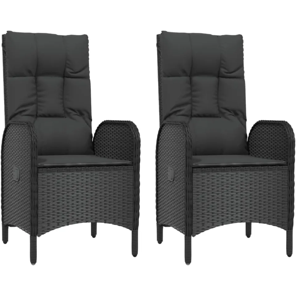 vidaXL 5-delige Tuinset met kussens poly rattan zwart, foto 3