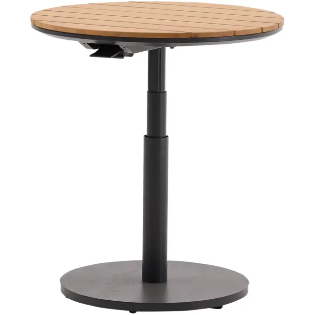 AVH-Collectie San Sebastian bijzettafel 59xH45-65 cm rond aluminium antraciet teak blad