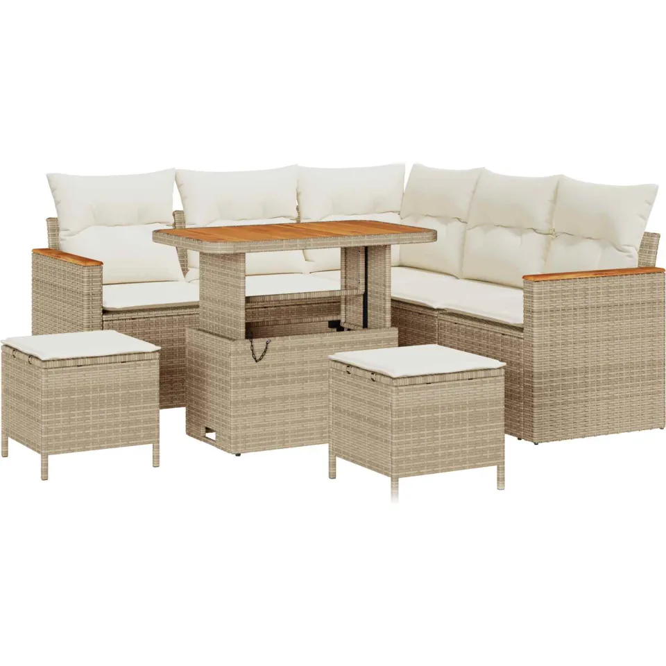 vidaXL Tuinbankenset 8 st Beige poly rattan