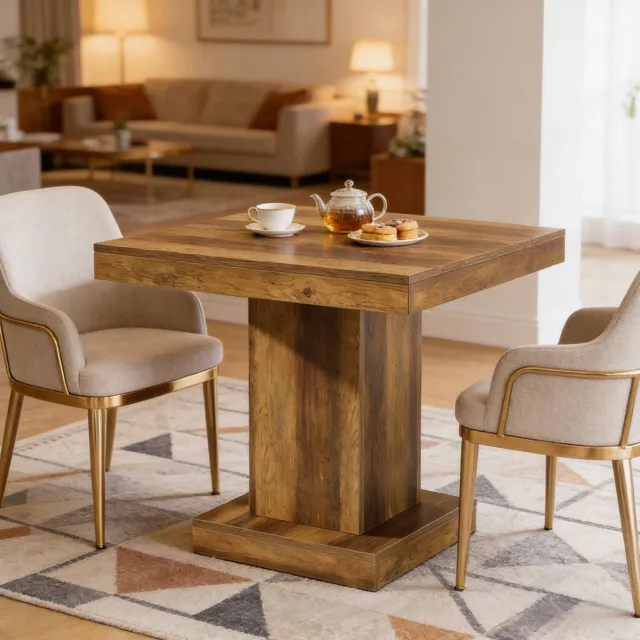 MODENUIT Eettafel - Vierkant Design Voor Keuken En Woonkamer - MDF - Bruin - 80x80x75 Cm