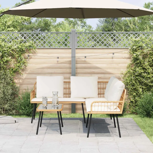 vidaXL Tuinbankenset 2 st Naturel poly rattan Bruin