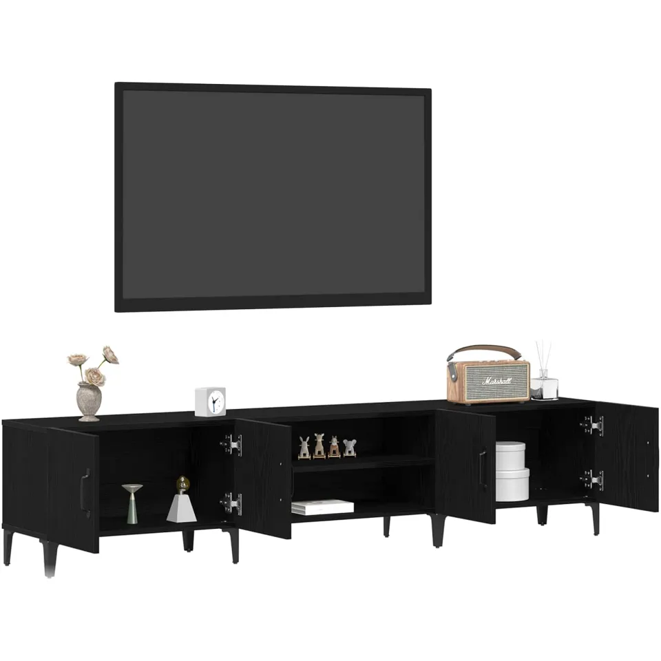 vidaXL TV-kast 180 x 31,5 x 40 cm Zwart Eiken Bewerkt hout
