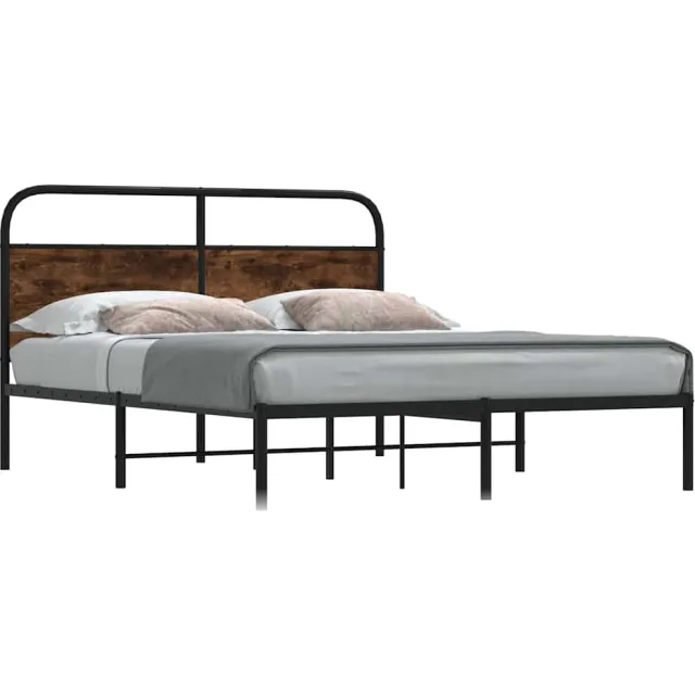 vidaXL Bedframe zonder matras bewerkt hout gerookt eiken 150x200 cm Bruin
