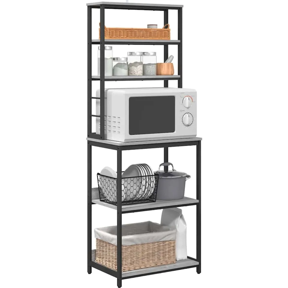 vidaXL Keukenplank 5-laags 60 x 40 x 168 cm Bewerkt hout Grijs Sonoma