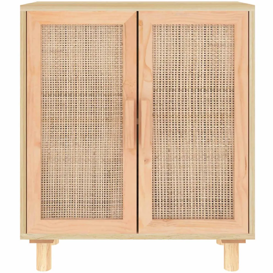 vidaXL Dressoir 60x30x70 cm massief grenenhout en rattan bruin, foto 4