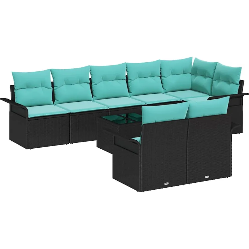 vidaXL Tuin Sofa Set 9 st Zwart poly rattan