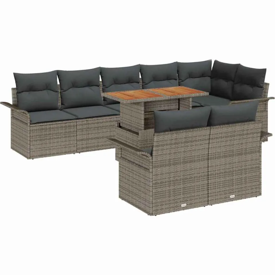 vidaXL Tuin Sofa Set 9 st Grijs Poly riet