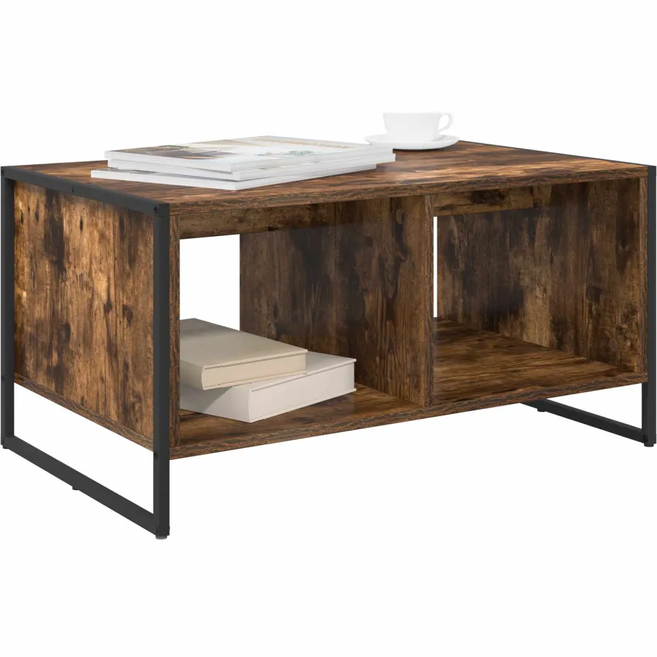 vidaXL Salontafel Rook Eik 80 x 50 x 40 cm Bewerkt hout Bruin