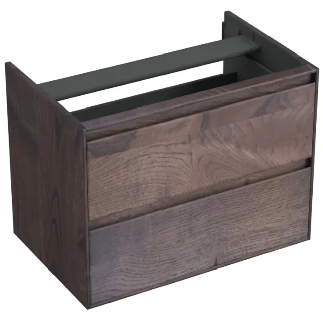 Forzalaqua Onderkast Forzalaqua Reno 80x51x60 Cm 2 Lades Softclose Eiken Charcoal Bruin