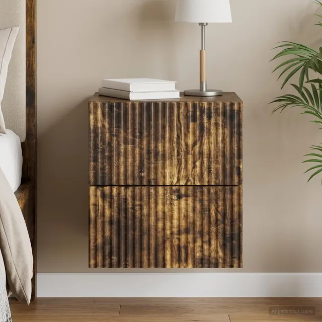 vidaXL Wandbeugel Bedkast Gerookt eiken 33 x 34,5 x 40 cm Bewerkt hout, foto 2