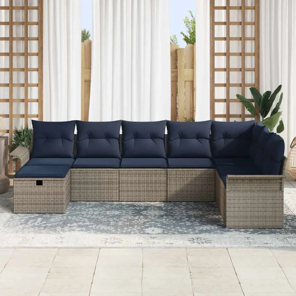 vidaXL Tuin Sofa Set 8 st Poly riet beige, foto 3