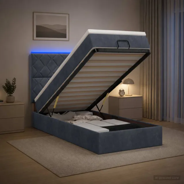 vidaXL Ottoman Bed met Matrassen en LED Donkergrijs 80 x 200 cm
