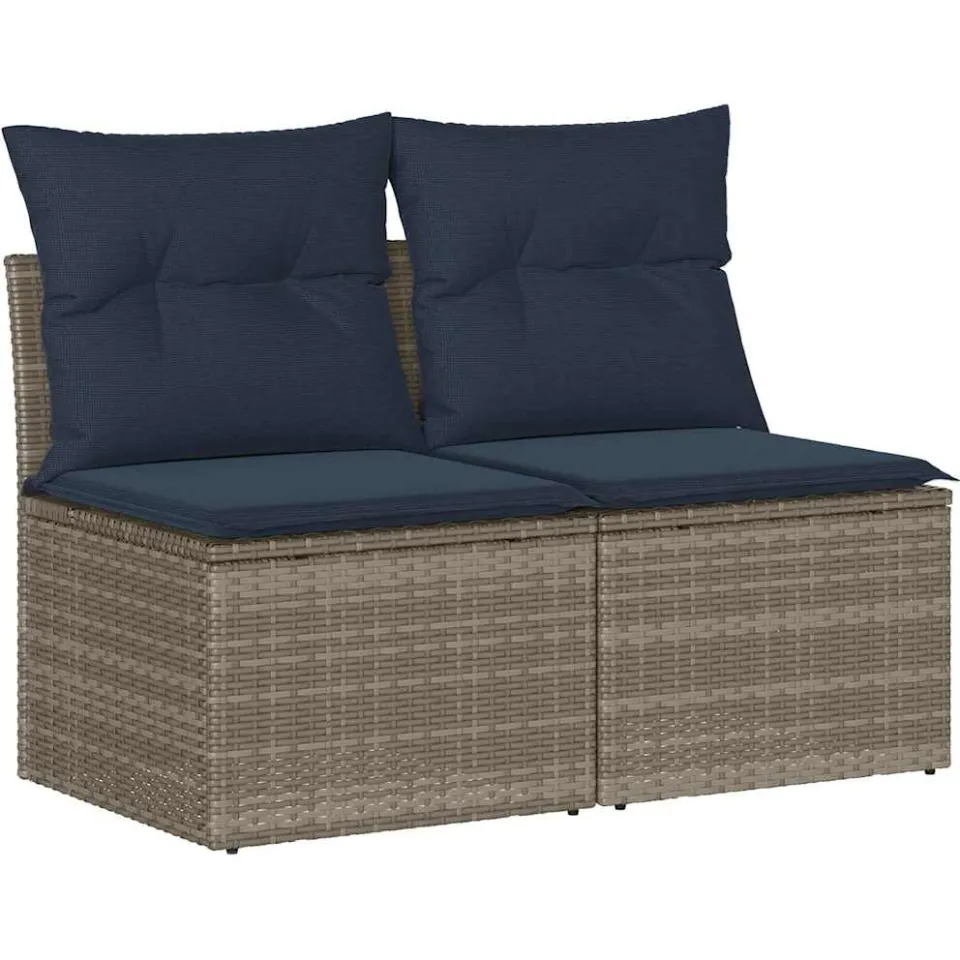 vidaXL 2-delige Loungeset met kussens poly rattan acacia grijs
