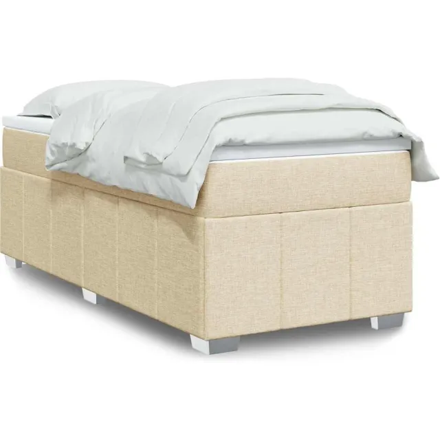 vidaXL Boxspring met matras stof crèmekleurig 100x200 cm