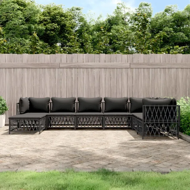 vidaXL 8-delige Loungeset met kussens staal antracietkleurig, foto 2