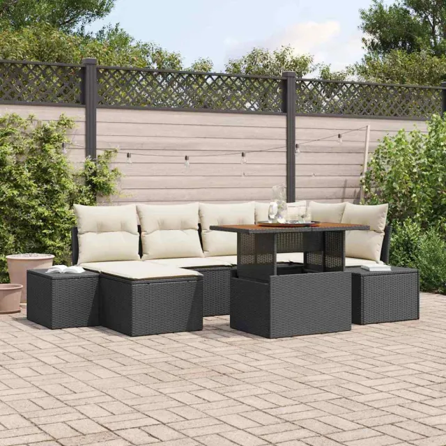 vidaXL Tuinbankenset 7 st Zwart en Crème, foto 2