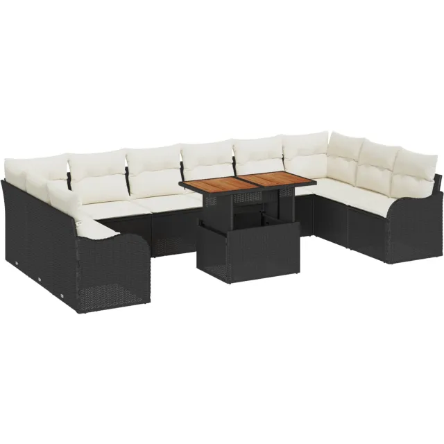 vidaXL Tuin Sofa Set 11 st Zwart Poly riet