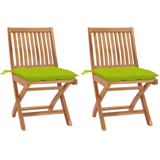 vidaXL Inklapbare stoelen 2 st met heldergroene kussens