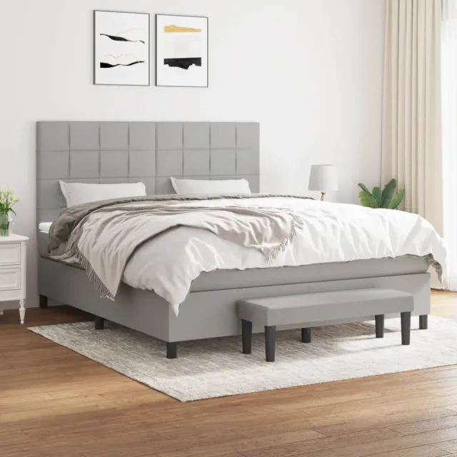 vidaXL Boxspring met matras stof lichtgrijs 160x200 cm grijs