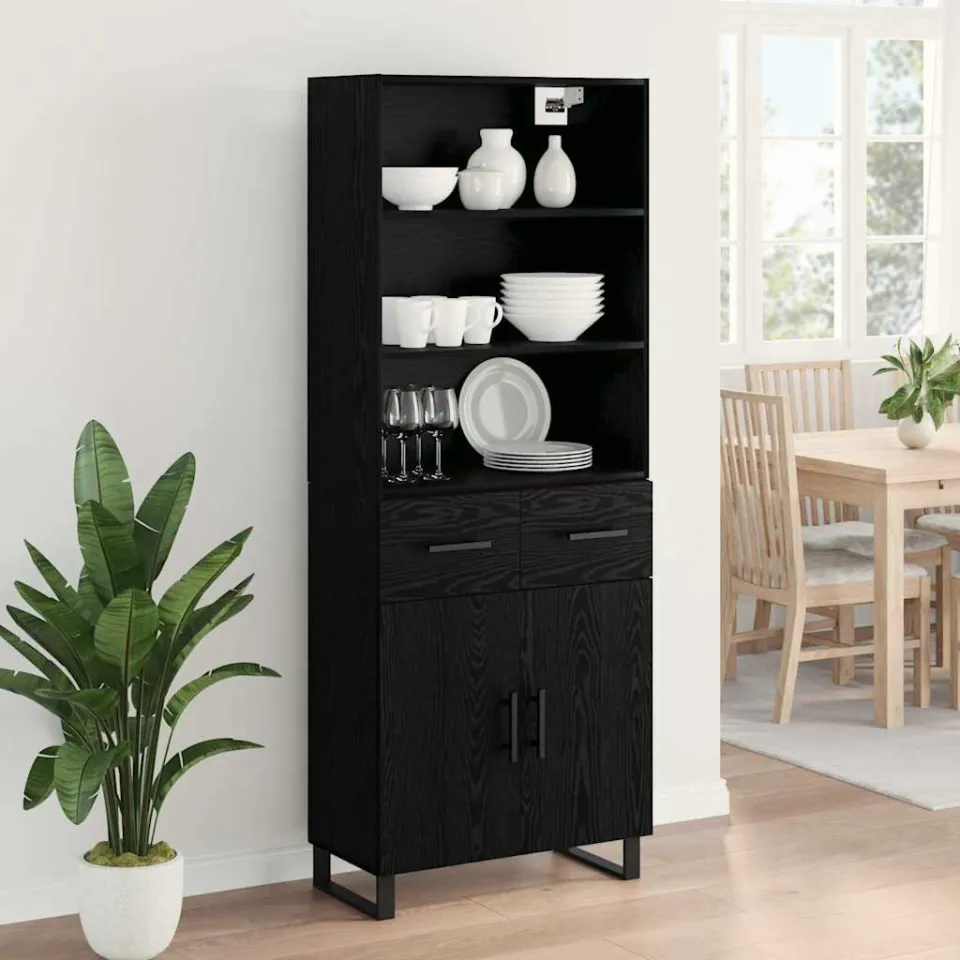 vidaXL Hoge kast 2 st Zwart Eiken 69,5 x 34 x 180 cm, foto 4