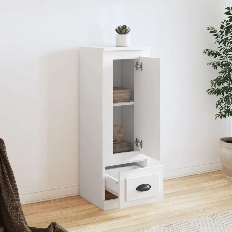 vidaXL Hoge kast 36,35,5x103,5 cm bewerkt hout wit, foto 3