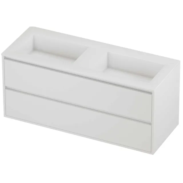 Proline Aristo Badmeubelset Polystone Elegant Greeploos 120x46x54 cm Glans Wit Mat White Mat Wit
