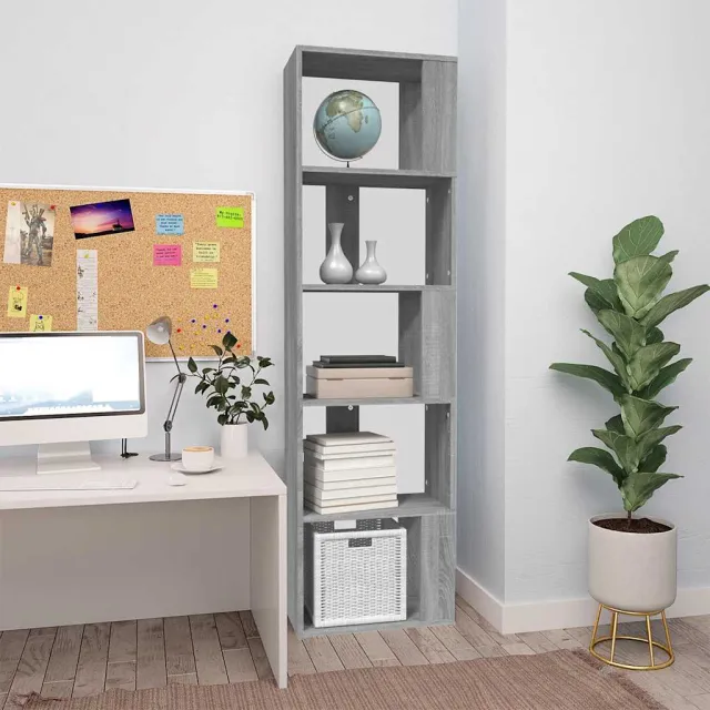 vidaXL Boekenkast 45x24x160 cm bewerkt hout grijs sonoma eikenkleurig, foto 2