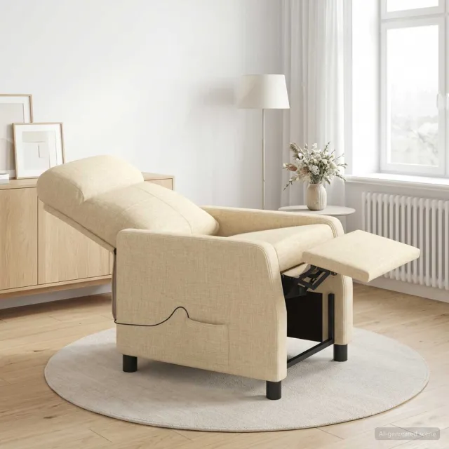 vidaXL Massage Recliner Crèmekleurig Stof