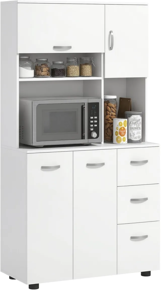 Homcom Keukenvoorraadkast MDF, spaanplaat 89L x 39,5B x 168H cm Wit
