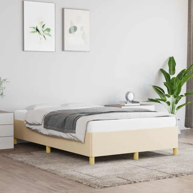 vidaXL Bedframe zonder matras 120x190 cm stof crèmekleurig