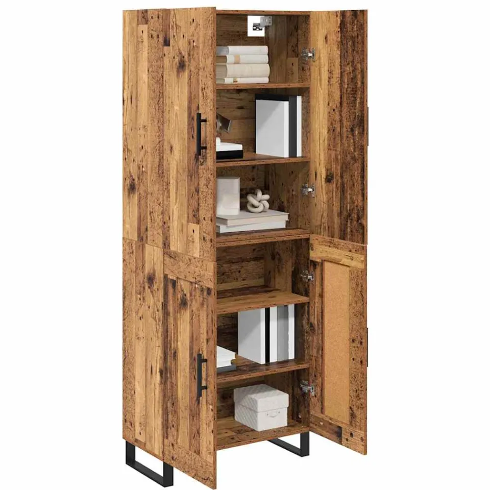 vidaXL Hoge kast 2 st Oud Hout 69,5 x 34 x 180 cm Bruin