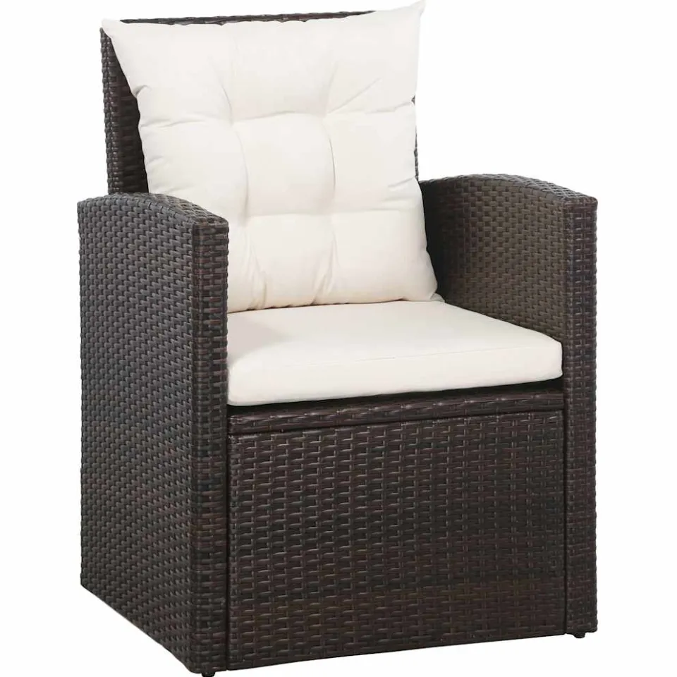 vidaXL 5-delige Loungeset met kussens poly rattan bruin, foto 4