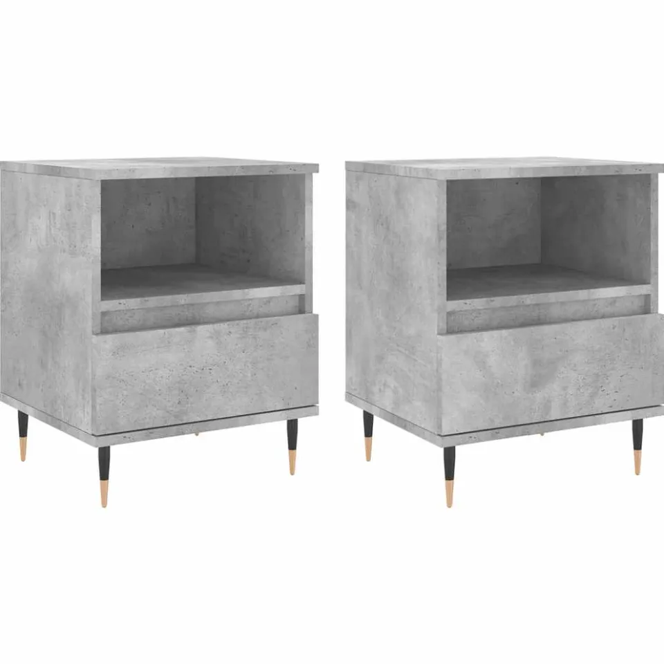 vidaXL Nachtkastjes 2 st 40x35x50 cm bewerkt hout betongrijs grijs, foto 3
