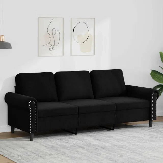 vidaXL Driezitsbank 180 cm fluweel zwart