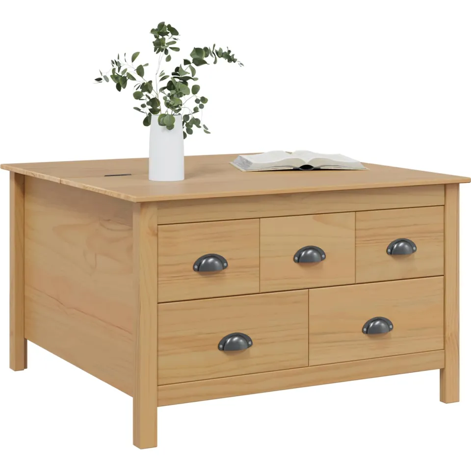 vidaXL Salontafel met lade HILL Honingbruin 79.5 x 79.5 x 49 cm