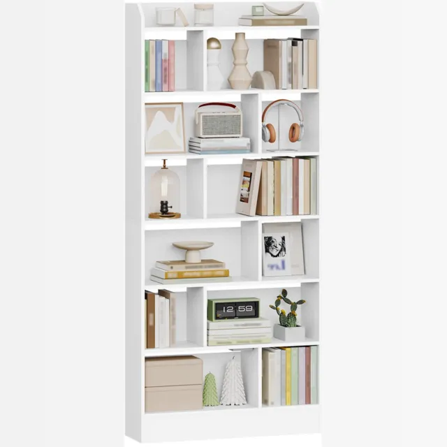 HILINSIE boekenkast, boekenkast met 7 vakken, 199 cm, wit