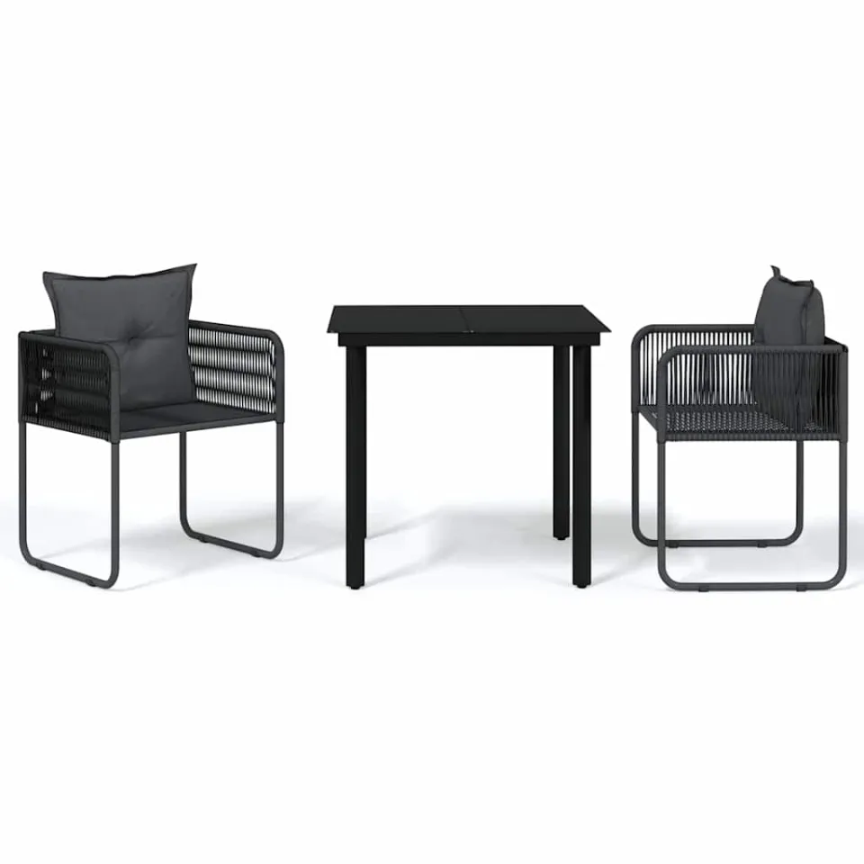 vidaXL 3-delige Tuinset zwart